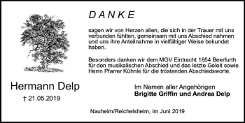 Traueranzeige von Hermann Delp von vrm-trauer