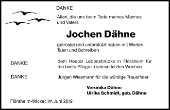 Traueranzeige von Jochen Dähne von vrm-trauer
