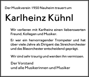 Traueranzeige von Karlheinz Kühnl von vrm-trauer