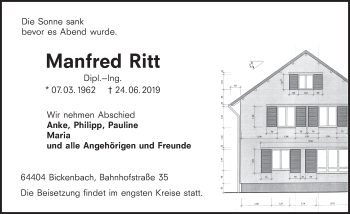 Traueranzeige von Manfred Ritt von vrm-trauer