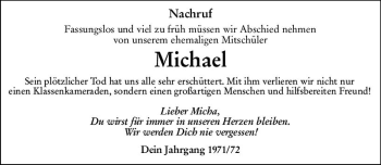 Traueranzeige von Michael  von vrm-trauer