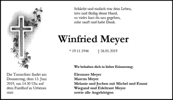 Traueranzeige von Winfried Meyer von vrm-trauer