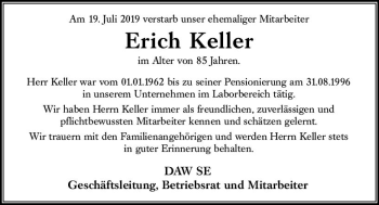 Traueranzeige von Erich Keller von vrm-trauer