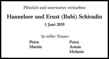 Traueranzeige von Hannelore Schiradio von vrm-trauer