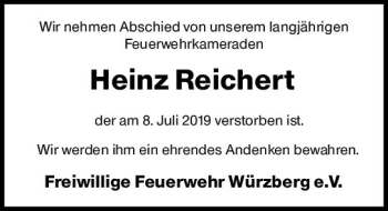 Traueranzeige von Heinz Reichert von vrm-trauer