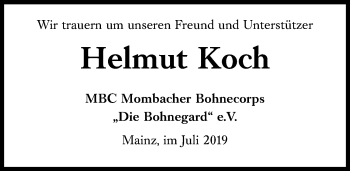 Traueranzeige von Helmut Koch von vrm-trauer