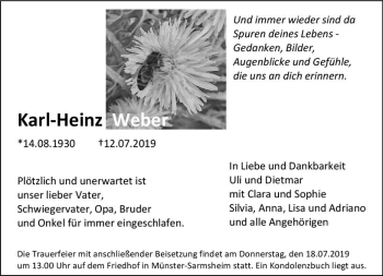 Traueranzeige von Karl-Heinz Weber von vrm-trauer