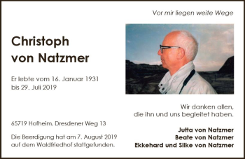 Traueranzeige von Christoph von Natzmer von vrm-trauer