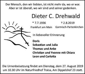Traueranzeige von Dieter C. Drehwald von vrm-trauer