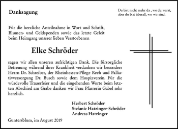 Traueranzeige von Elke Schröder von vrm-trauer
