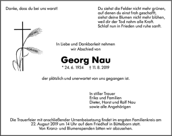 Traueranzeige von Georg Nou von vrm-trauer