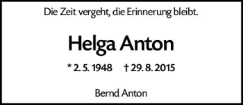 Traueranzeige von Helga Anton von vrm-trauer