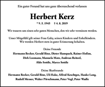 Traueranzeige von Herbert Kerz von vrm-trauer