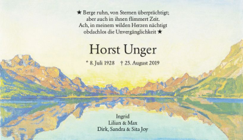 Traueranzeige von Horst Unger von vrm-trauer