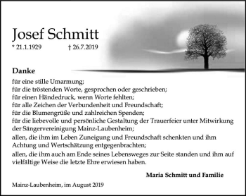 Traueranzeige von Josef Schmitt von vrm-trauer