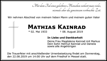 Traueranzeige von Mathias Kainrad von vrm-trauer