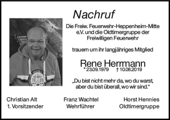 Traueranzeige von Rene Herrmann von vrm-trauer