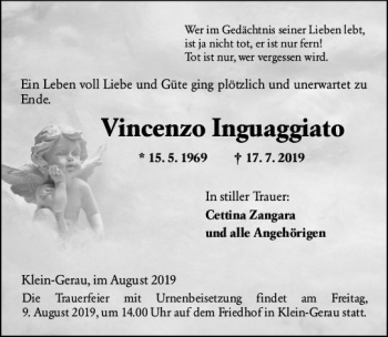 Traueranzeige von Vincenzo Inguaggiato von vrm-trauer