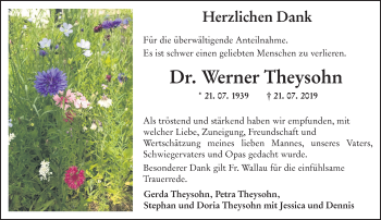 Traueranzeige von Werner Theysohn von vrm-trauer