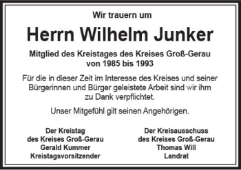 Traueranzeige von Wilhelm Junker von vrm-trauer