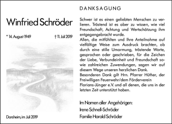 Traueranzeige von Winfried Schröder von vrm-trauer