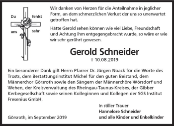 Traueranzeige von Gerold Schneider von vrm-trauer