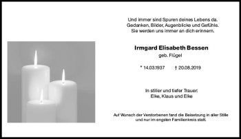 Traueranzeige von Irmgard Elisabeth Bessen von vrm-trauer