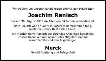 Traueranzeige von Joachim Ranisch von vrm-trauer