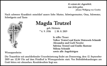 Traueranzeige von Magda Trutzel von vrm-trauer