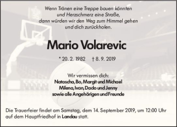 Traueranzeige von Mario Volarevic von vrm-trauer