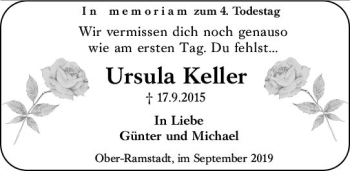 Traueranzeige von Ursula Keller von vrm-trauer