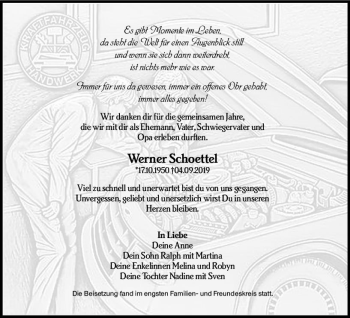 Traueranzeige von Werner Schoettel von vrm-trauer