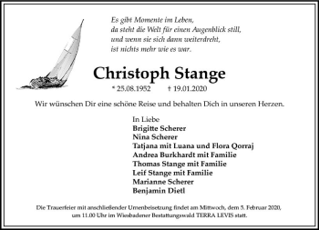 Traueranzeige von Christoph Stange von vrm-trauer