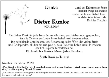 Traueranzeige von Dieter Kunke von vrm-trauer