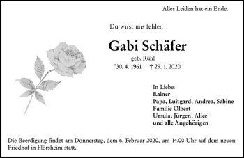 Traueranzeige von Gabi Schäfer von vrm-trauer