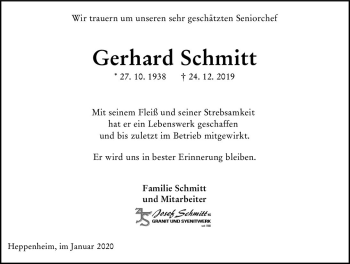 Traueranzeige von Gerhard Schmitt von vrm-trauer