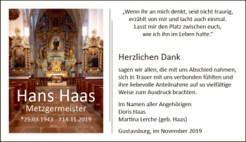 Traueranzeige von Hans Haas von vrm-trauer