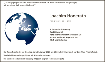 Traueranzeige von Joachim Honerath von vrm-trauer