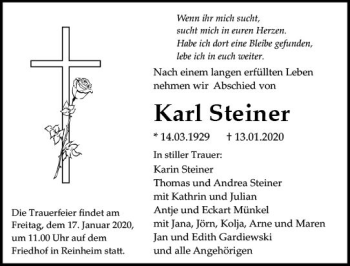 Traueranzeige von Karl Steiner von vrm-trauer