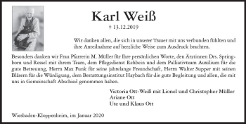 Traueranzeige von Karl Weiß von vrm-trauer