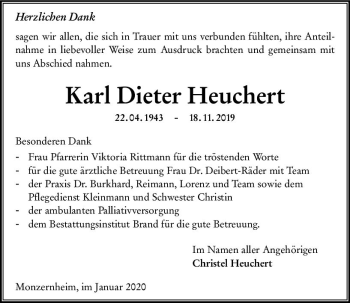 Traueranzeige von Karl Dieter Heuchert von vrm-trauer