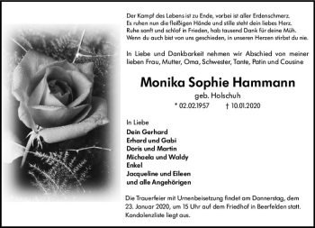 Traueranzeige von Monika Sophie Hammann von vrm-trauer
