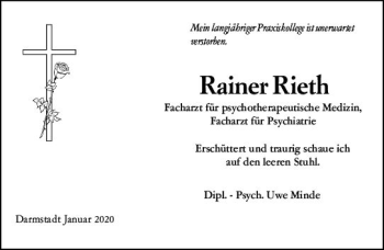 Traueranzeige von Rainer Rieth von vrm-trauer