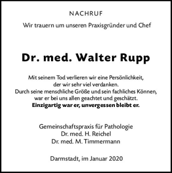 Traueranzeige von Walter Rupp von vrm-trauer