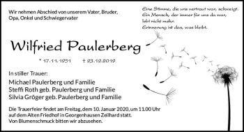 Traueranzeige von Wilfried Paulerberg von vrm-trauer