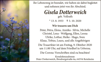 Traueranzeige von Gisela Dotterweich von vrm-trauer