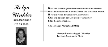 Traueranzeige von Helga Winkler von vrm-trauer