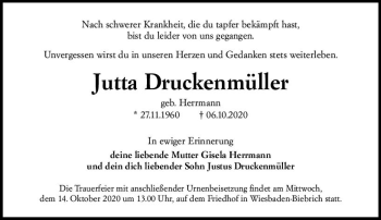 Traueranzeige von Jutta Druckenmüller von vrm-trauer
