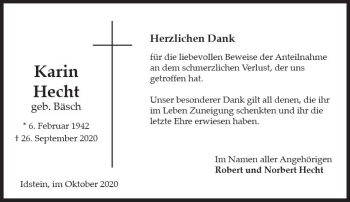 Traueranzeige von Karin Hecht von vrm-trauer