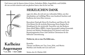 Traueranzeige von Karlheinz Angermayer von vrm-trauer